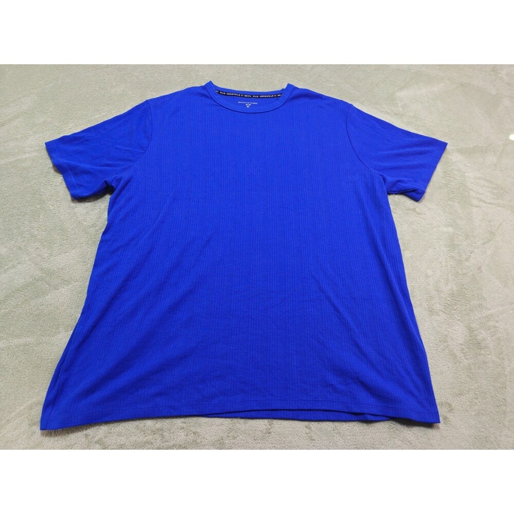 Shaquille O'Neal Mens T-Shirt 2XL Blue Ribbed Short Sleeve Casual Tee Top